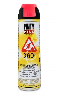 Sprej PINTYPLUS TECH 500ml Fluo Marker 360° T107 červený