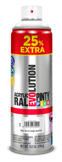 Sprej PINTYPLUS EVOLUTION 500ml +25% RAL9010 bílá lesklá